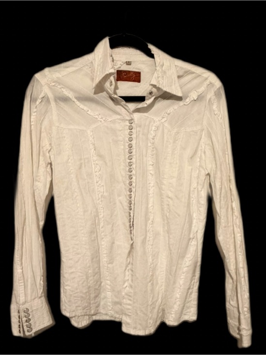 Scully Tops - Scully White Quilted Jacket with Brown Leather Logo Patch